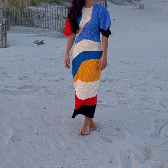 SOLD! Mara Hoffman Freya Color Block Midi Dress S - Picture 12 of 12